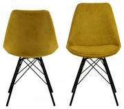 Krzesła - Krzesła Eris do jadalni tapicerowane- żółty sztruks - miniaturka - grafika 1