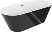 Wanny - Mexen Flavia wanna wolnostojąca 150 x 75 cm, biała/czarna, przelew nikiel szczotkowany - 54031507575-97 - miniaturka - grafika 1
