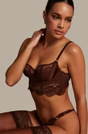 Biustonosze - Hunkemöller Biustonosz nieusztywniany z fiszbinami o wydłużonym fasonie Indigo Brązowy - miniaturka - grafika 1