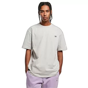 STARTER BLACK LABEL Męski T-shirt Essential Tee z haftem z przodu i nadrukiem na rękawie, naszywka z logo na obszyciu, sportowy okrągły dekolt, wiele kolorów, rozmiar S do XXL, Lightassphalt, M - Koszulki męskie - miniaturka - grafika 1