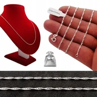 Biżuteria dla dzieci - Srebrny Łańcuszek Singapur 925 Na Komunię Chrzest - miniaturka - grafika 1