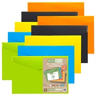 Portfele - eco-eco A4+ 50% recyklingowane różne kolory wciskany portfel na zatrzaski, plastikowe teczki (opakowanie 10), zielony, czarny, niebieski, żółty, pomarańczowy, eco035x2 - miniaturka - grafika 1