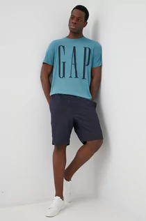 Koszulki męskie - Gap t-shirt bawełniany kolor turkusowy z nadrukiem - - grafika 1