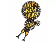 Sylwester - AMSCAN Balon foliowy Happy New Year Szampan - 1 szt. 3425201 - miniaturka - grafika 1