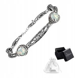 Bransoletka srebrna pr. 925 Elegancka Biały Kryształ White Opal dla Niej - Bransoletki - miniaturka - grafika 1