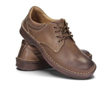 Półbuty Męskie Skóra Naturalna Szyte Klasyczne Sznurowane 055 Brązowe 43
