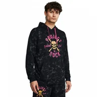 Bluzy męskie - Męska bluza treningowa Under Armour Project Rock Rival Terry Printed Hoodie - czarna - UNDER ARMOUR - miniaturka - grafika 1