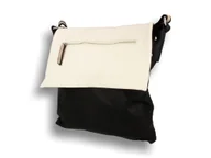 Torebki damskie - Torebka damska z długim paskiem, listonoszka, czarno - biała - miniaturka - grafika 1