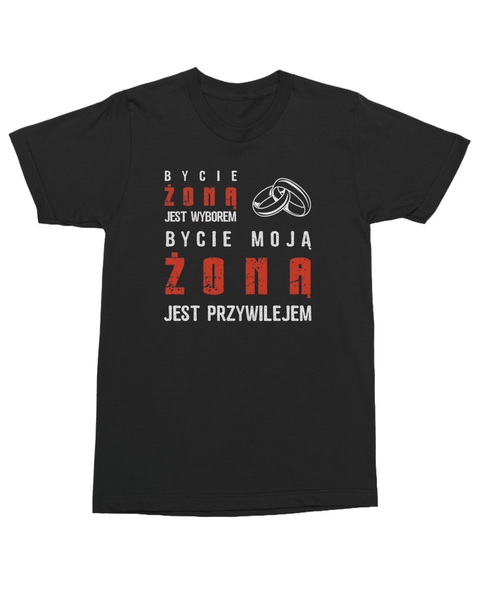 Koszulka z nadrukiem napisem Żona Śmieszna Męska L