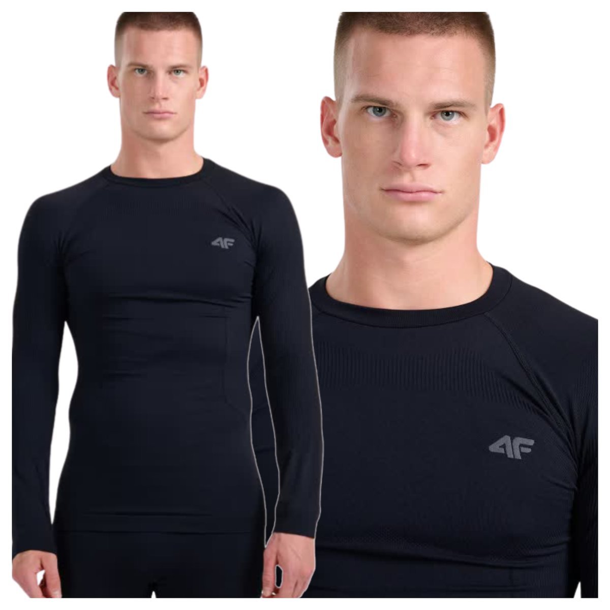 Bielizna termoaktywna bezszwowa (góra) męska 4F 4FWAW25USEAM233-20S Czarny XXL/3XL