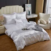 Pościel - Spod Igły I Nitki Pościel atłasowa z haftem 160x200 biała AT002 - miniaturka - grafika 1