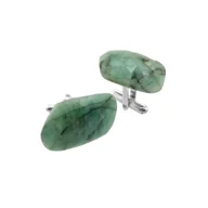 Spinki do mankietów i krawatów - Srebrne spinki do mankietów ze Szmaragdem - dużym (S1267) Srebro [925] - miniaturka - grafika 1