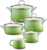 Zestawy garnków i patelni - RIESS EMAILLE 5cz. Smaragd - zestaw garnków bez niklu - miniaturka - grafika 1
