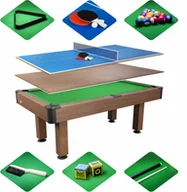 Stoły bilardowe i akcesoria - Stół bilardowy koszykowy VIP 7 FT brąz zielony z nakładką ping-pong blat - miniaturka - grafika 1
