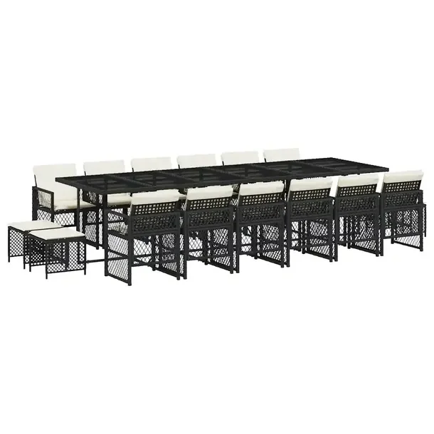 Zestaw mebli ogrodowych z czarnego rattanem PE, 330 x 106 x 73 cm