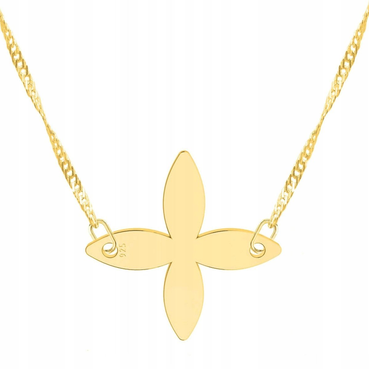 Złoty Naszyjnik z Kwiatkiem Roślina Kwiatek Kwiat Natura SREBRO 925