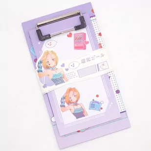 Podkładka Z Klipsem Z Karteczkami Motyw Koreański - Szkolne artykuły papiernicze - miniaturka - grafika 1