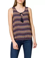 Bluzki damskie - Eight2Nine Damska bluzka z nadrukiem, Ciemnoniebieskie-złoty żółty koral Allover, L - miniaturka - grafika 1