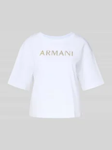 T-shirt o pudełkowym kroju z obszyciem kamieniami stras - Koszulki i topy damskie - miniaturka - grafika 1