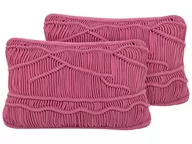 Dekoracje domu - Beliani Zestaw 2 poduszek dekoracyjnych makrama 30 x 50 cm różowy KIRIS - miniaturka - grafika 1
