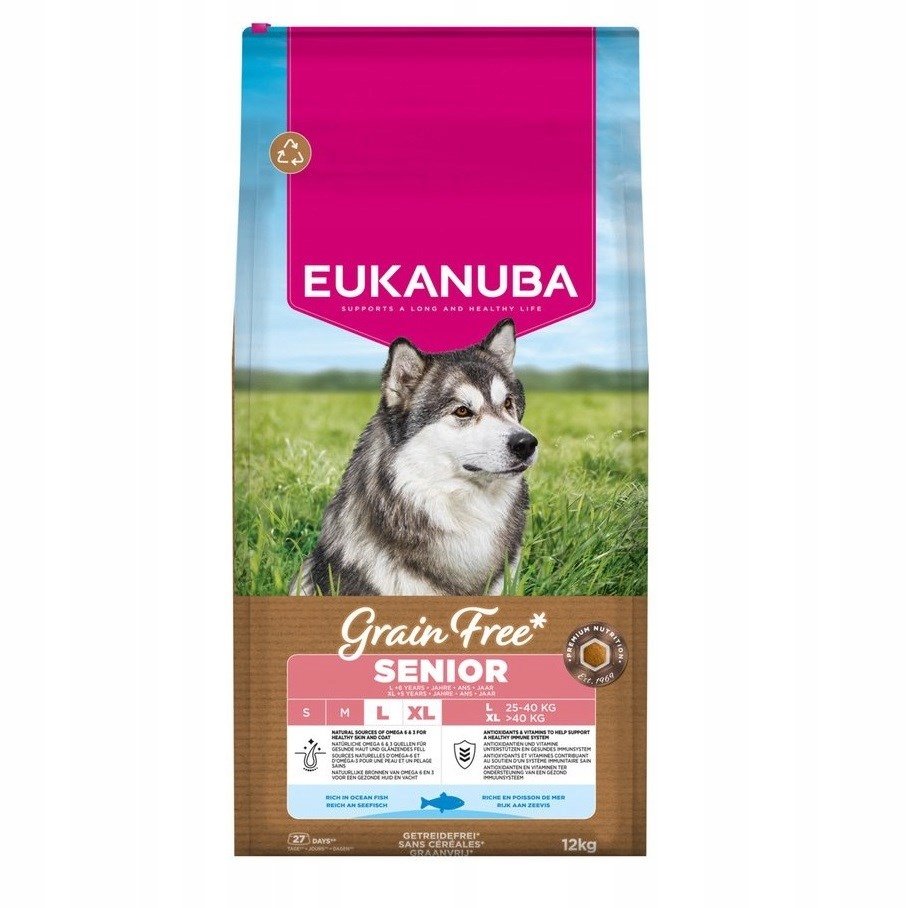 Senior large Grainf Free ryba oceaniczna pies 12KG