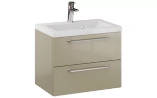 Szafka Wisząca Z Umywalką RON 60 cm - Cappuccino Wysoki Połysk - Uchwyty Chromowane - Szafki łazienkowe - miniaturka - grafika 1