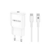 Ładowarki do telefonów - Forever ładowarka sieciowa PD QC TC-01-20C 1x USB-C 20W biała + kabel USB-C - USB-C 20W - miniaturka - grafika 1