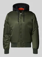 Kurtki męskie - bomberka z kapturem i kieszeniami zapinanymi na zamek błyskawiczny - miniaturka - grafika 1