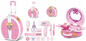 Zabawy w naśladowanie dorosłych - DUŻY ZESTAW FRYZJERSKI TOALETKA Z AKCESORIAMI WALIZKA NA KÓŁKACH - miniaturka - grafika 1