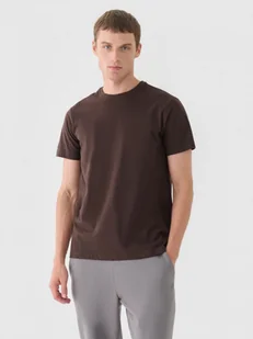 Męski t-shirt basic 4F 4FWAW24TTSHM1656 - brązowy - Koszulki sportowe męskie - miniaturka - grafika 1