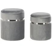 Pufy i podnóżki - Zestaw 2 welurowych pufów ze schowkiem jasnoszary CAMDENTON - miniaturka - grafika 1