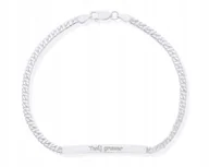 Bransolety męskie - Bransoletka Męska Srebrna z Grawerem Blaszka Gładka dł. 22 cm pr. 925 - miniaturka - grafika 1