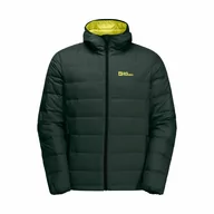 Kurtki męskie - Męska kurtka puchowa Jack Wolfskin ATHER DOWN HOODY M black olive / firefly - S - miniaturka - grafika 1