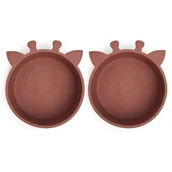 Miseczki i talerzyki dla dzieci - 2 Miseczki Silikonowe Giraf Mahogany Nuuroo - miniaturka - grafika 1