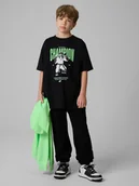 Spodnie i spodenki dla chłopców - 4F Spodnie dresowe ze strukturalnej dzianiny chłopięce - czarne 164 (13-14 lat) - miniaturka - grafika 1