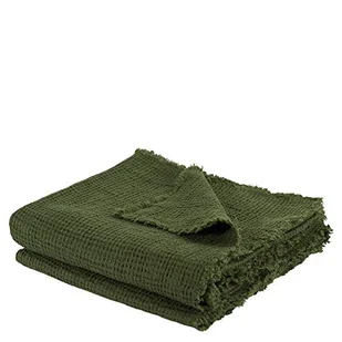 Honeybee-Plaid – miękki koc z lnu – jednokolorowy tkany pled z frędzlami z naturalnych materiałów – 130 x 180 cm – 675 huntergreen – od 'zoeppritz since 1828' - Koce - miniaturka - grafika 1