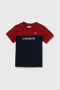 Koszulki dla chłopców - Lacoste t-shirt bawełniany dziecięcy kolor granatowy wzorzysty - grafika 1