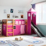 Łóżka dla dzieci i młodzieży - vidaXL vidaXL Dziecięce łóżko na antresoli, z wieżą, różowe, 90x190 cm - miniaturka - grafika 1