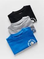 Koszulki dla chłopców - Reserved - Bawełniany t-shirt 3 pack - niebieski - miniaturka - grafika 1