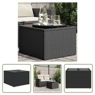 Stoły ogrodowe - The Living Store Stół ogrodowy ze szklanym blatem - czarny - 55x55x37cm - rattan PE - Stół Ogrodowy - miniaturka - grafika 1