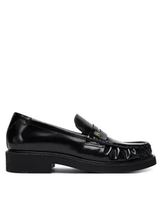 Tommy Hilfiger Loafersy Square Toe Abrasivato FW0FW08825 Czarny - Półbuty damskie - miniaturka - grafika 1