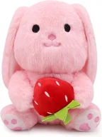 Maskotki i pluszaki - KRÓLICZEK PLUSZOWY RÓŻOWY MASKOTKA MIŚ PRZYTULANKA MIĘKKA ZABAWKA TRUSKAWKA - miniaturka - grafika 1