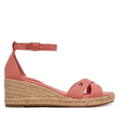 Espadryle damskie - Espadryle Tommy Hilfiger Hemp Crossover Strap Wedge Espadrilles FW0FW09332 Różowy - miniaturka - grafika 1