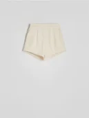 Spodenki damskie - Reserved - Szorty z bawełnianej tkaniny - złamana biel - miniaturka - grafika 1