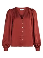 Bluzki damskie - Vila Damska bluzka z wieloma dekoltem w serek L/S/bluzka Su-Noos, Fired Brick, 6, Opalana cegła, 64 - miniaturka - grafika 1