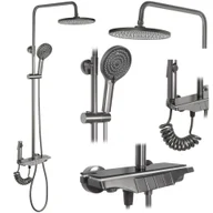 Zestawy prysznicowe - Rea Zestaw PRYSZNICOWY REA Savio z wyświetlaczem LED Tytan - miniaturka - grafika 1