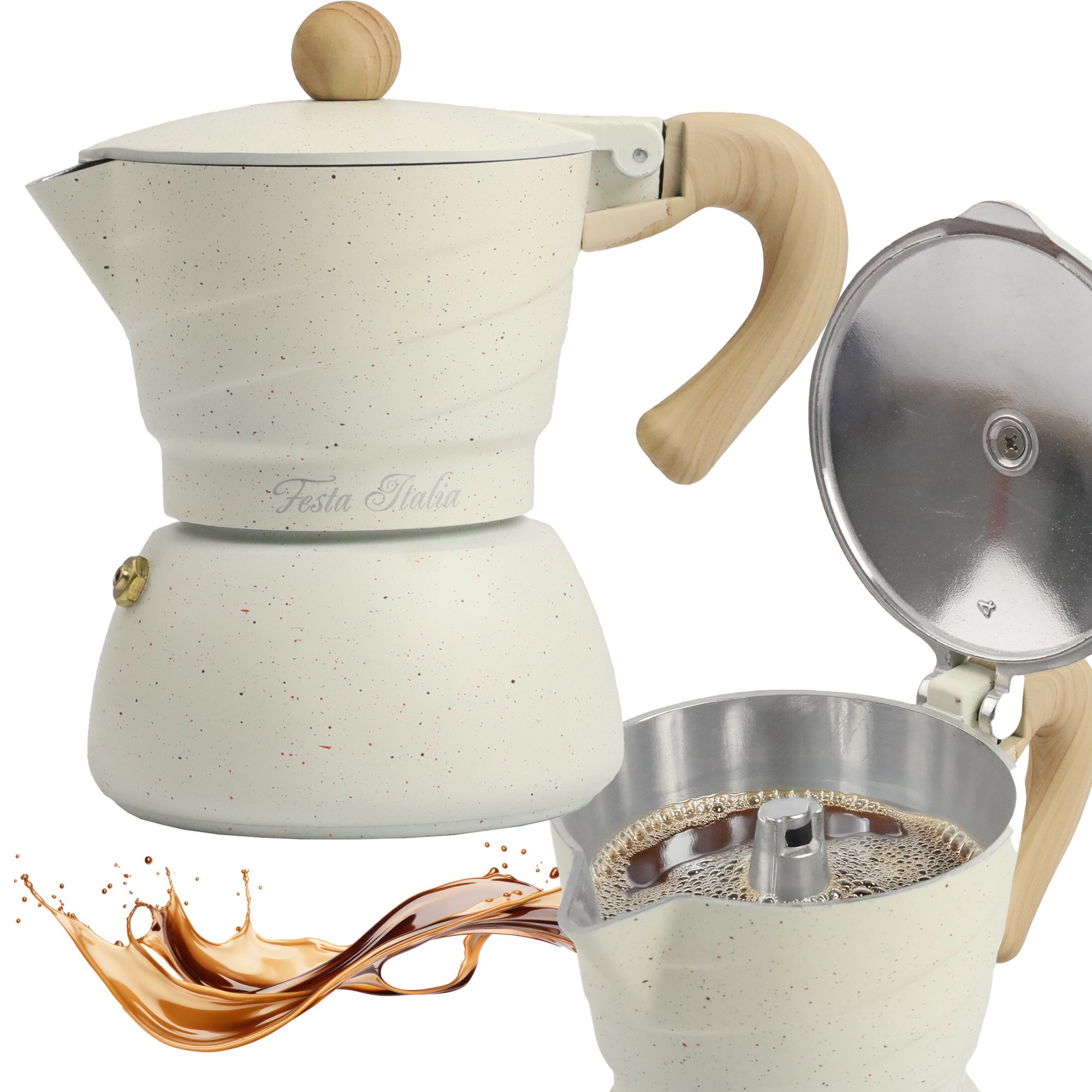KAWIARKA ALUMINIOWA ZAPARZACZ WŁOSKI DO KAWY Herbaty 150ml NA 3 FILIŻANKI KAWY