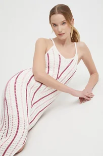 Pepe Jeans sukienka GINNY DRESS kolor beżowy maxi prosta PL953523 - Sukienki - miniaturka - grafika 1