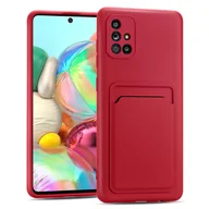 Etui i futerały do telefonów - Etui na telefon Samsung Galaxy A71 Silikonowe etui ochronne z kieszenią na kartę Slim Wallet Case, czerwone - miniaturka - grafika 1