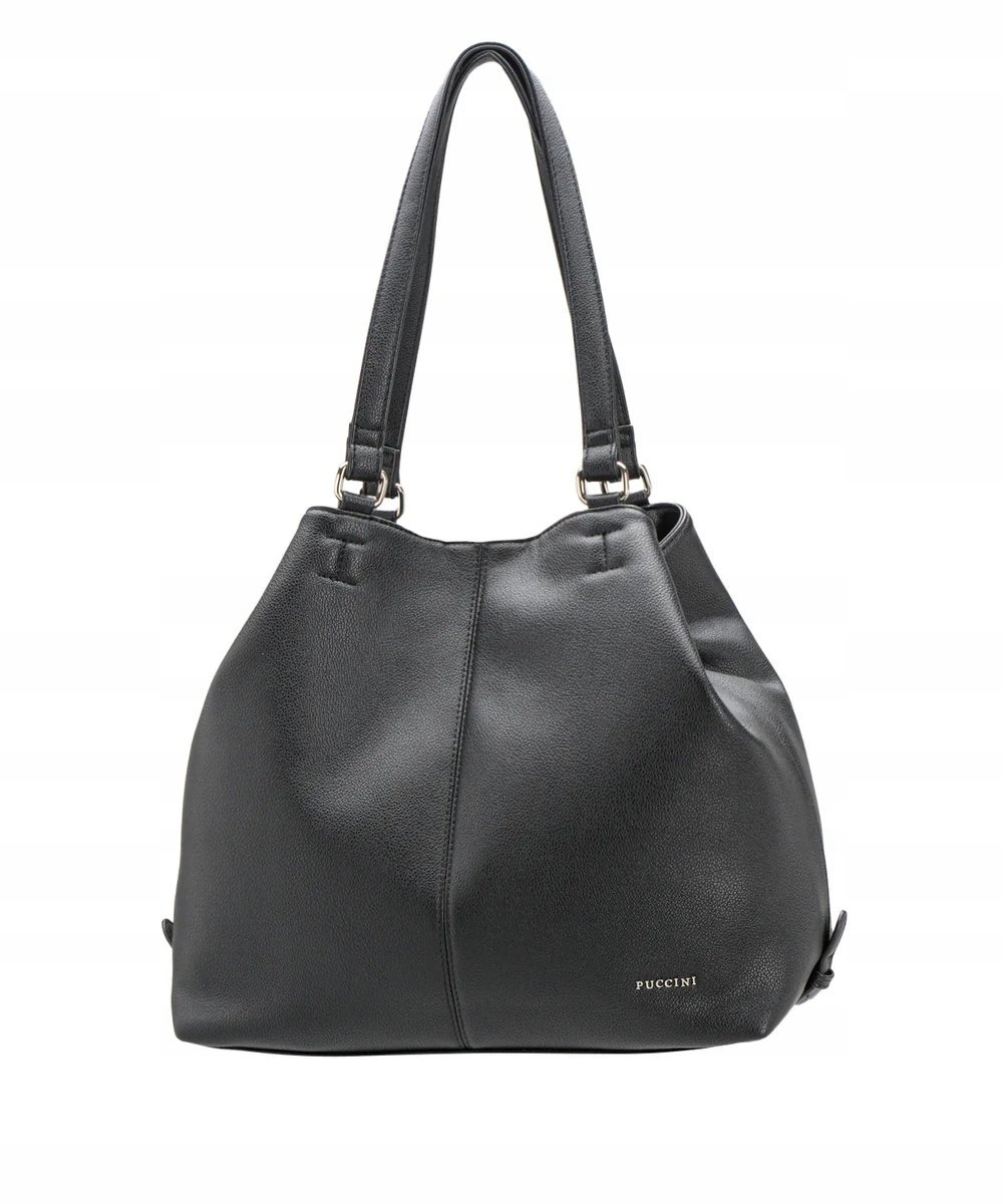 Torebka Damska Shopper PUCCINI Na Ramię Duża Mieści A4 Czarna BML044D-1